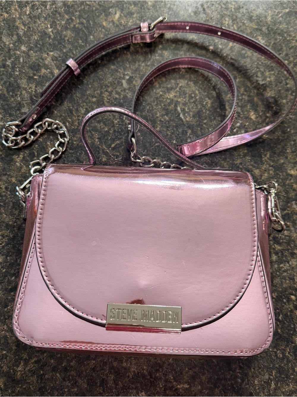 Steve Madden Melodie crossbody bag in metallic pink